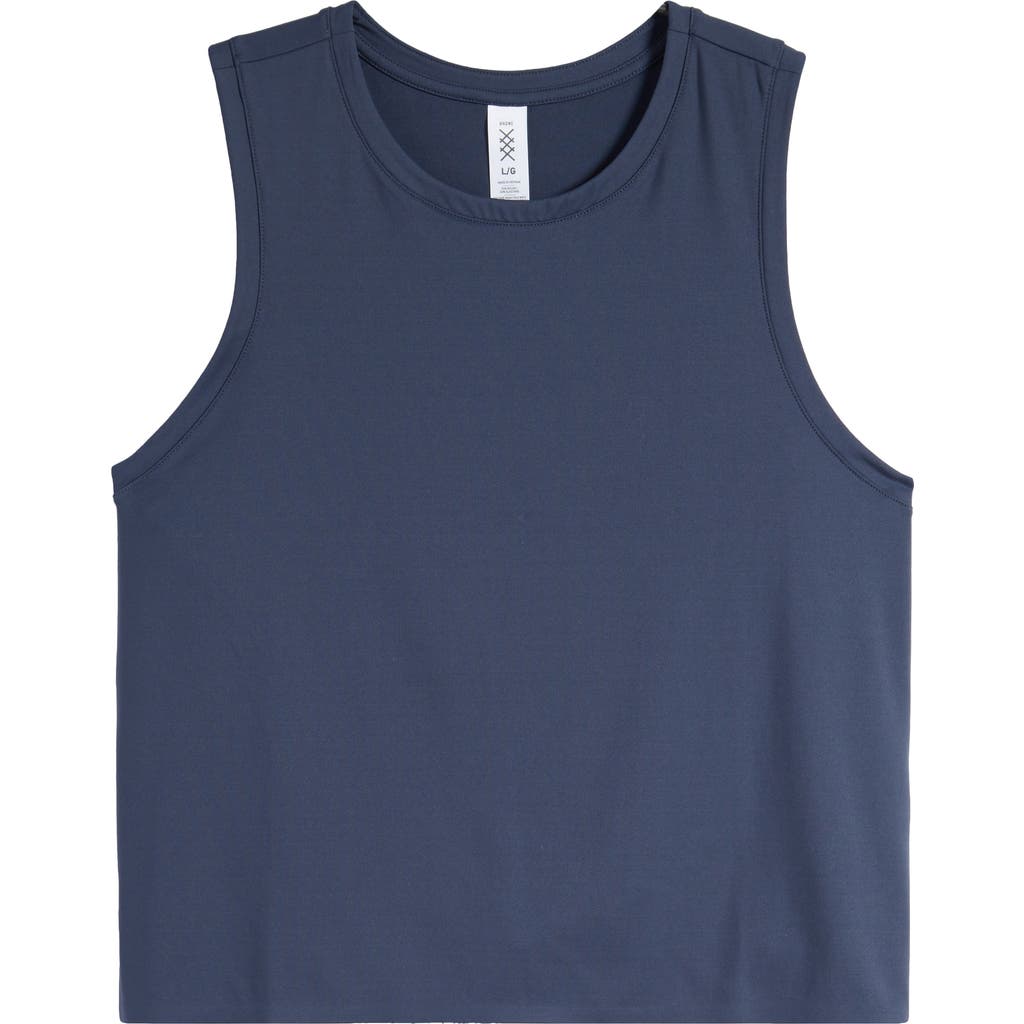 Rhone Serene Crop Performance Tank In Navy Blue