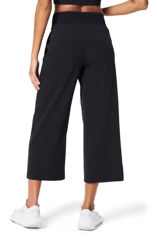 Spanx Out Of Office Elastic Waist Crop Wide Leg Pants In Very Black