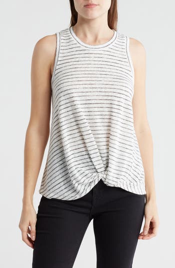 Shop Bobeau Front Twist Tank In Natural/black