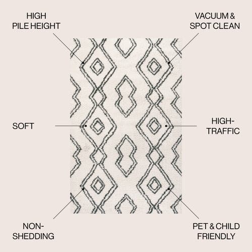 Jonathan Y Deia Moroccan Style Diamond Shag Area Rug In White/gray