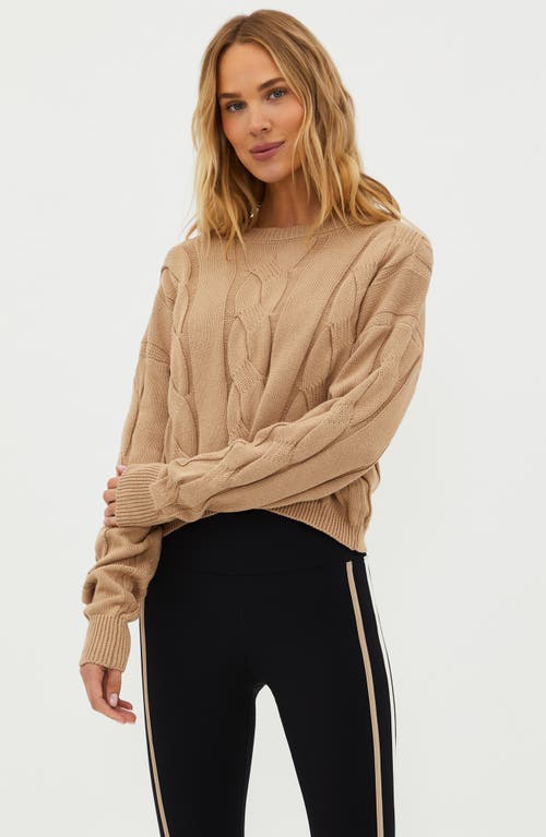 Shop Beach Riot Clarice Cotton Cable Stitch Sweater In Sandshell