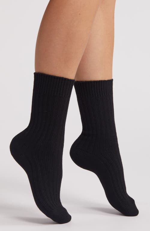 Casa Clara Rib Cotton Blend Crew Socks In Black