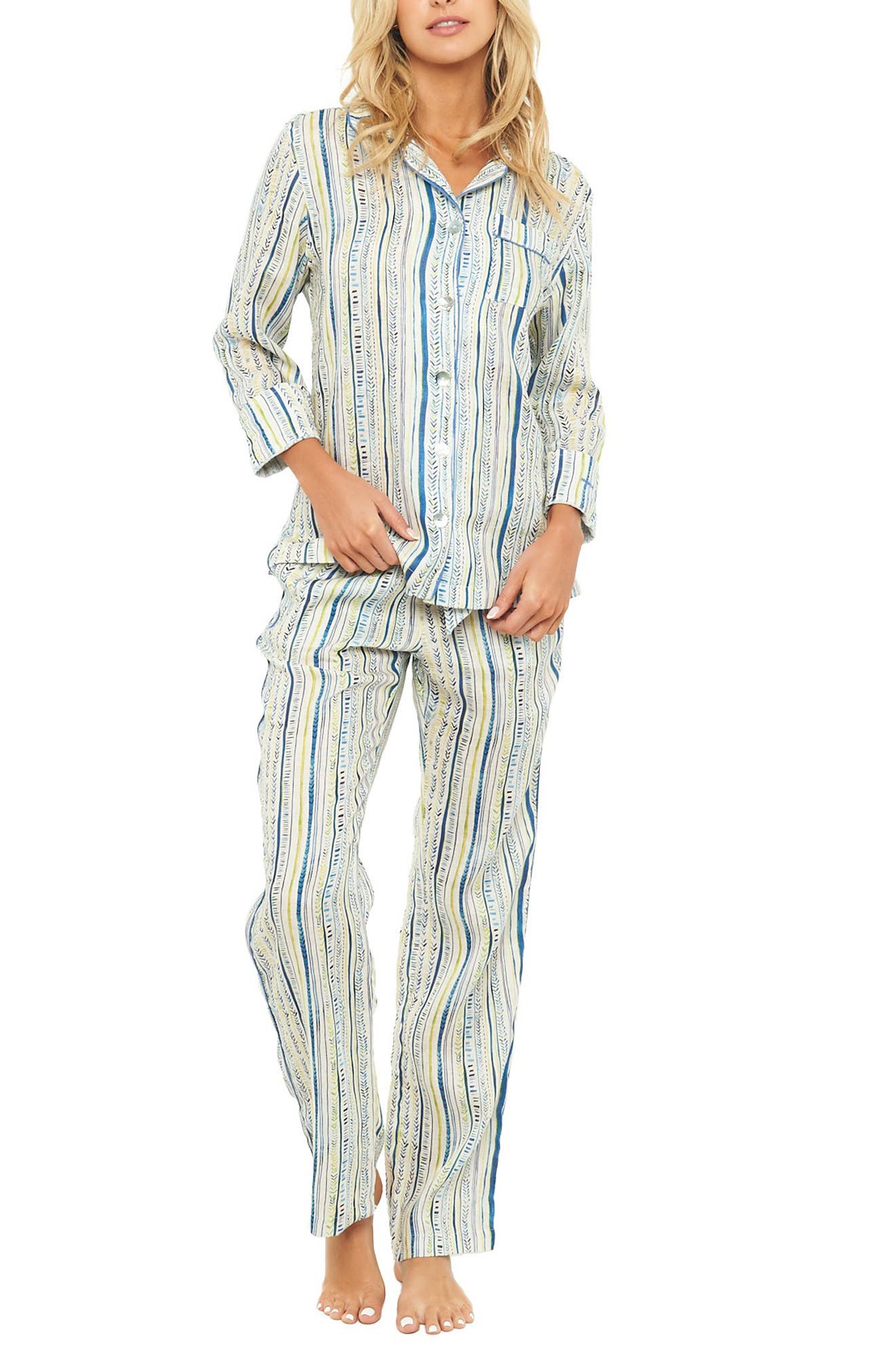 Womens Clothing Nightwear and sleepwear Pyjamas Sleeper Long-sleeve Linen Pajama Set in Purple 