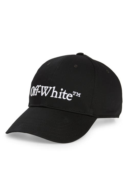 Off-White Embroidered Logo Cotton Drill Adjustable Baseball Cap Black White at Nordstrom,