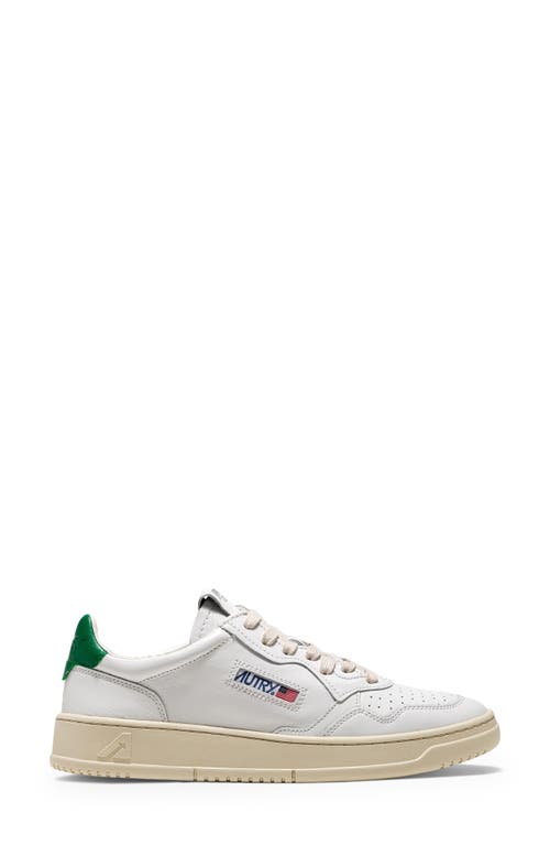 Shop Autry Medalist Low Sneaker In White Leather/green