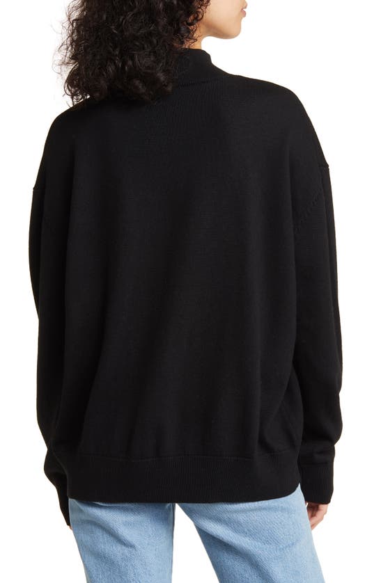 Sandy Liang X Disney 'cinderella' Slipper Intarsia Lambswool Mock Neck Sweater In Black