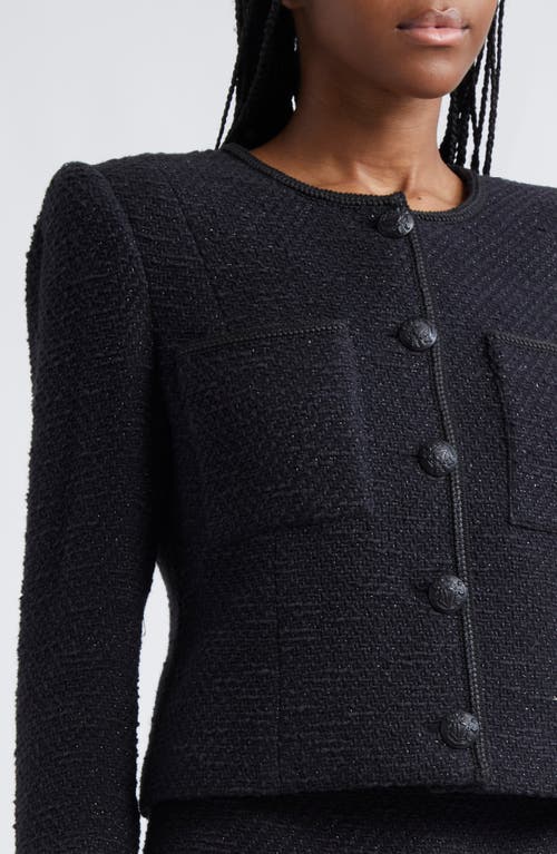 Shop Veronica Beard Lars Metallic Cotton Blend Tweed Jacket In Black