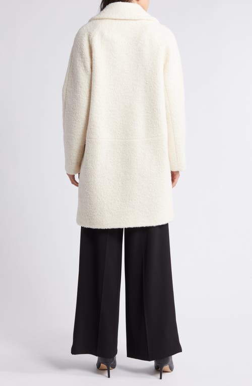 Bcbg Walker Notch Lapel Longline Bouclé Coat In Cream