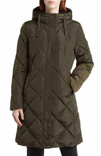Lauren Ralph Lauren Diamond Quilted Recycled Shell Hooded Long Puffer Coat in Botanic Green at Nordstrom, Size Medium
