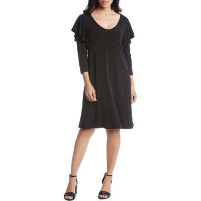 Karen Kane Ruffle Sleeve A-Line Dress, Black