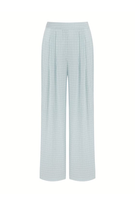 Shop Nocturne High Waist Textured Pants In Blue