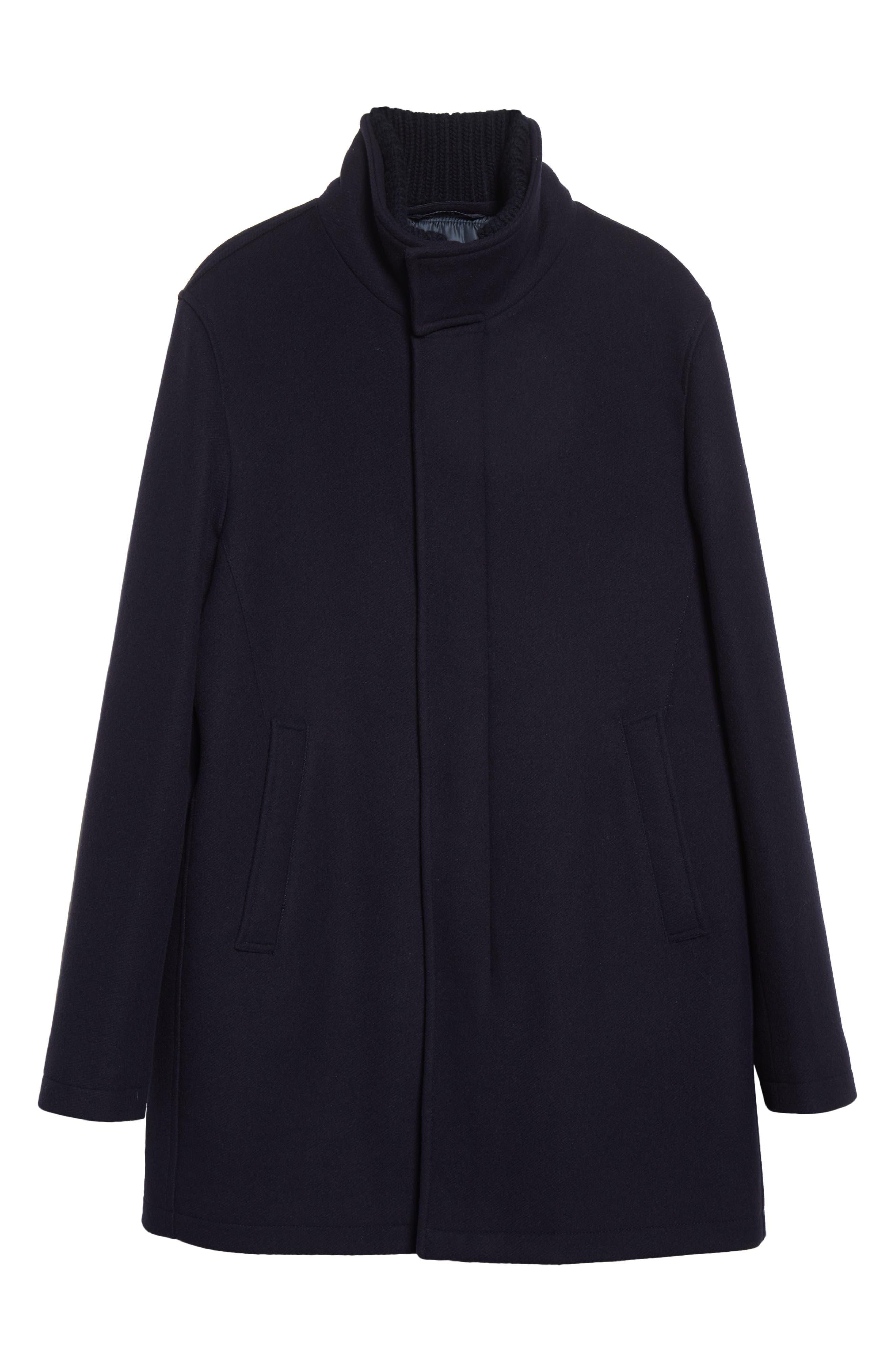 Herno Rib Collar Wool Blend Car Coat 