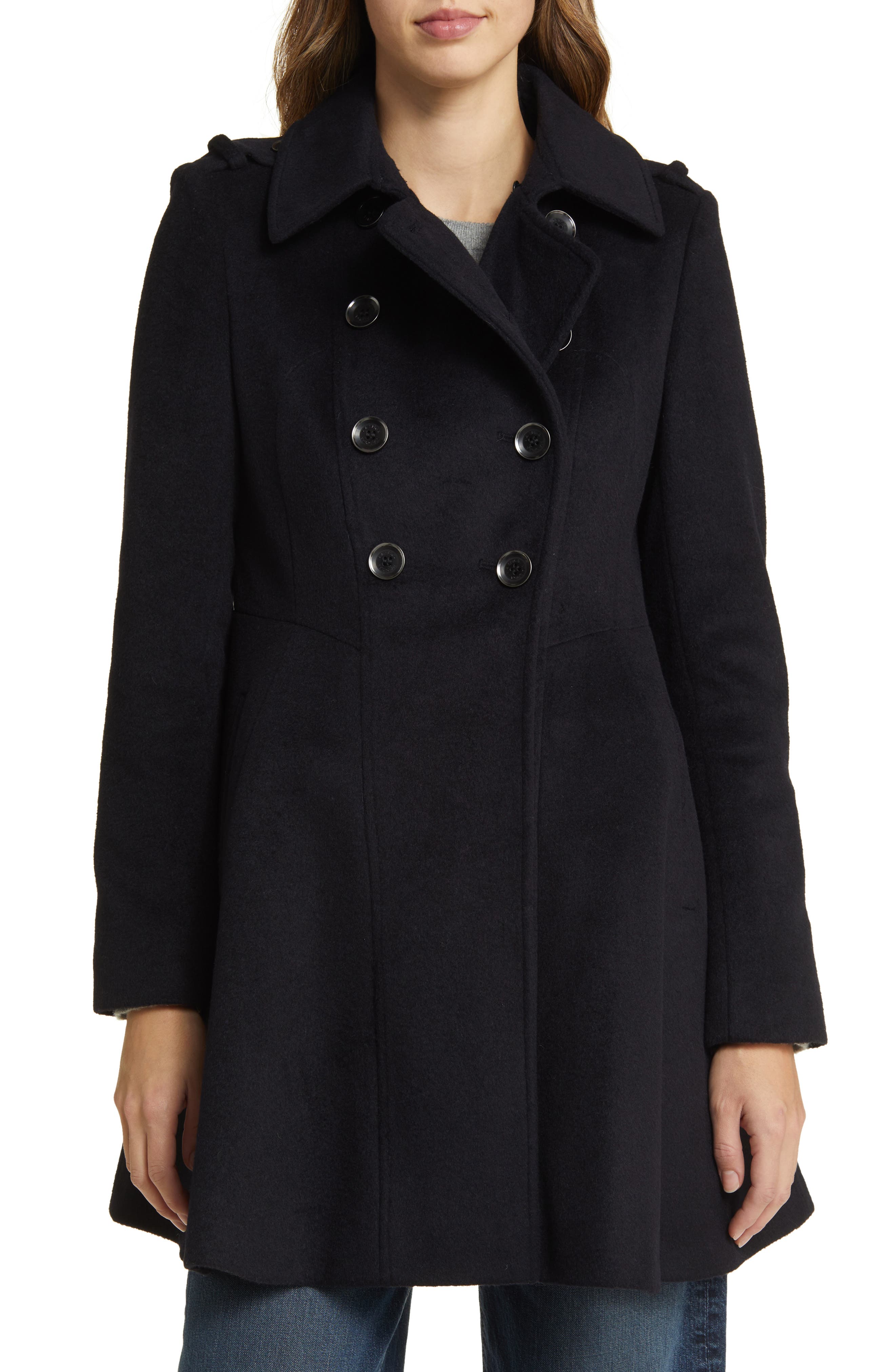 Via Spiga Faux Fur Collar Wool Blend Skater Coat Nordstrom