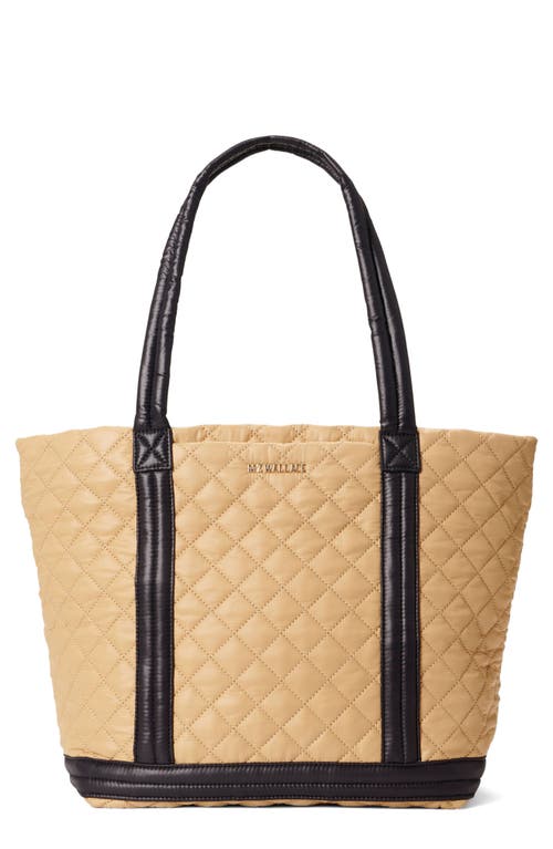 Medium Quilted Nylon Empire Tote in Camel And Black