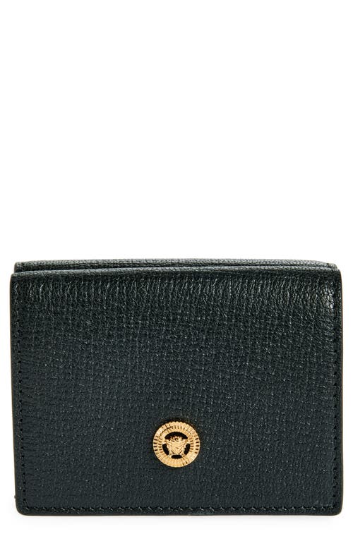 Versace Medusa Leather Trifold Wallet In Black  Gold
