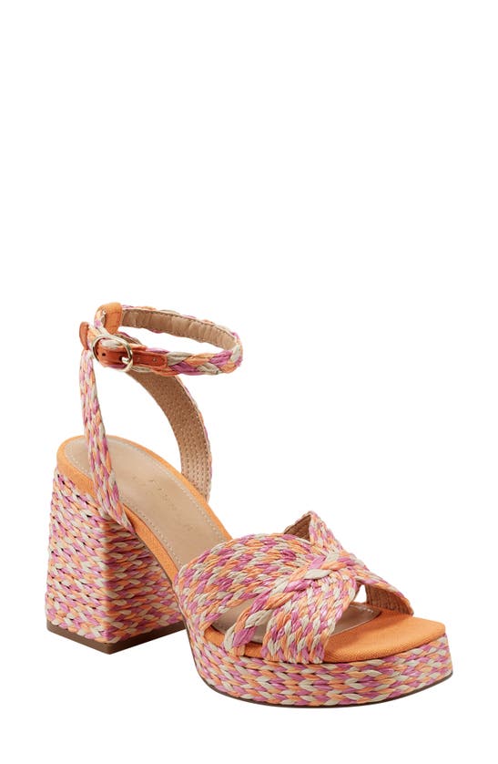Shop Marc Fisher Ltd Janie Raffia Ankle Strap Platform Sandal In Medium Pink