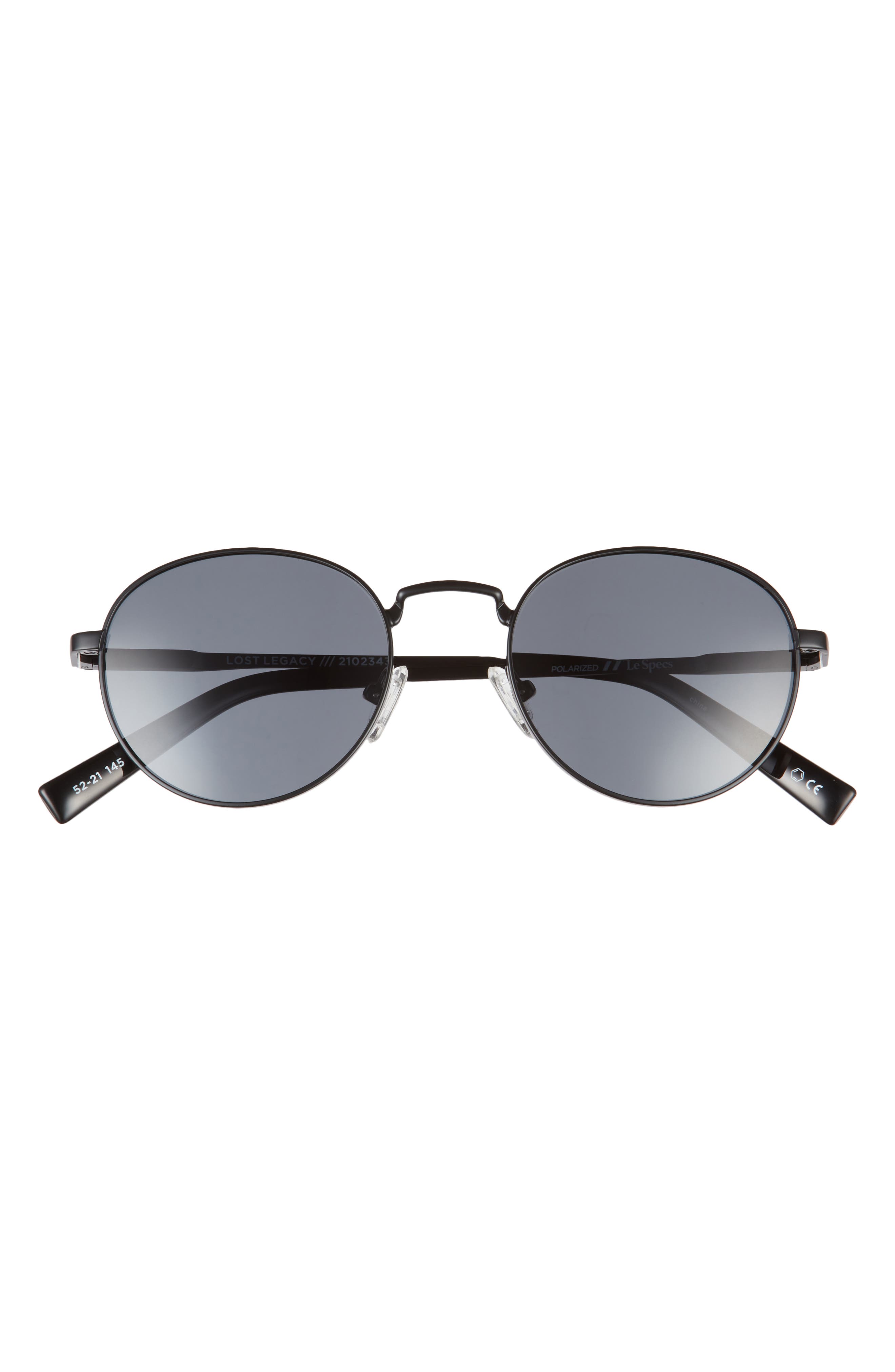 Le Specs Legacy 52mm Round Sunglasses in Black/Smoke Mono Polarized at Nordstrom