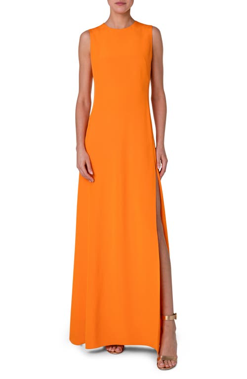 Akris Sleeveless Silk Crepe A-Line Gown in Pumpkin at Nordstrom, Size 4