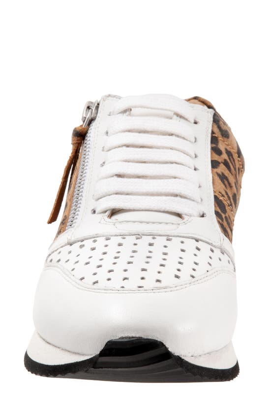 Shop Trotters Infinity Leather Sneaker In White Tan Cheetah