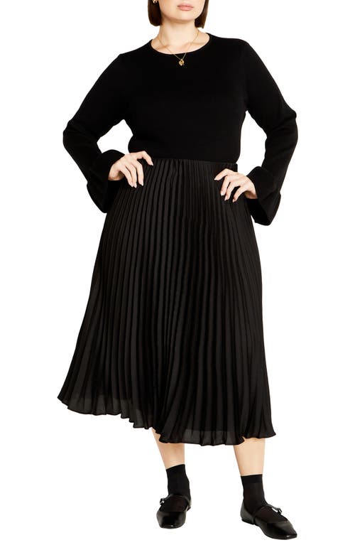 Shop City Chic Selena Bell Sleeve Rib Sweater In Black