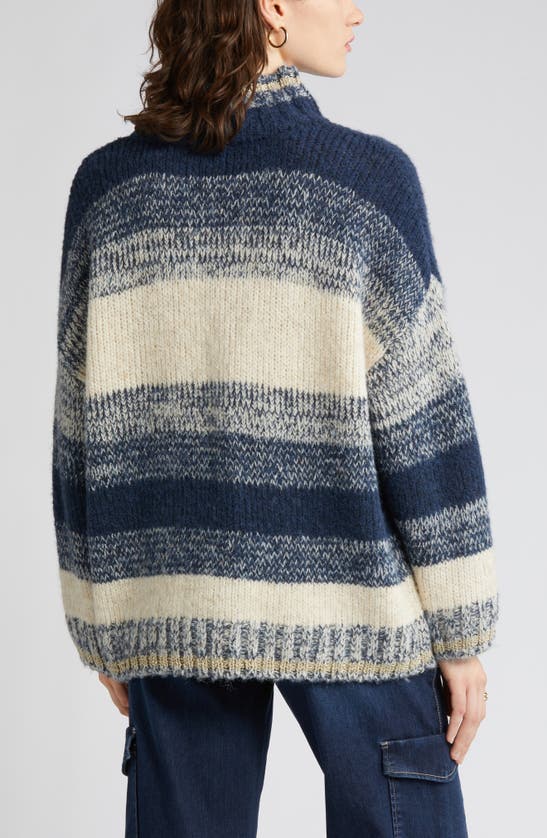 Wit & Wisdom Ombré Stripe Turtleneck Sweater In Navy Multi