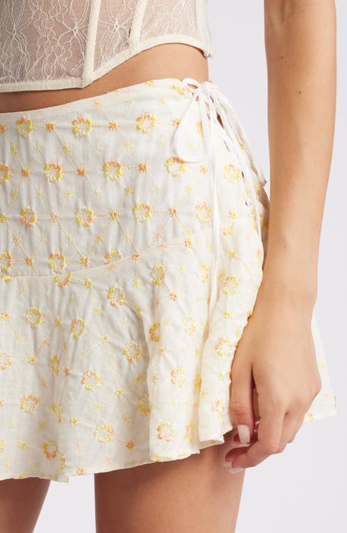 Shop Mistress Rocks Floral Embroidered Miniskirt In Cloud
