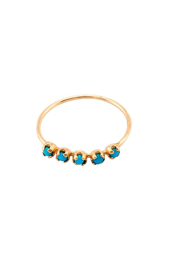 Loren Stewart Turquoise Cinq Ring In Gold/ Turquoise