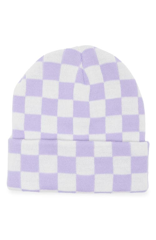 The Accessory Collective Kids' Checker Cuff Beanie in Purple 