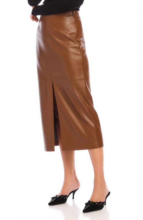 Shop Fifteen Twenty Kaia Faux Leather Midi Skirt In Caramel