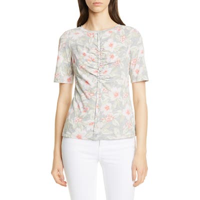 Rebecca Taylor Kamea Floral Cotton Jersey Top, Grey