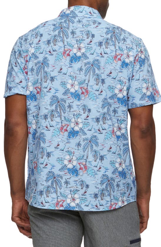 Shop Flag And Anthem Tropical Print Short Sleeve Performance Shirt In Light Blue Combo