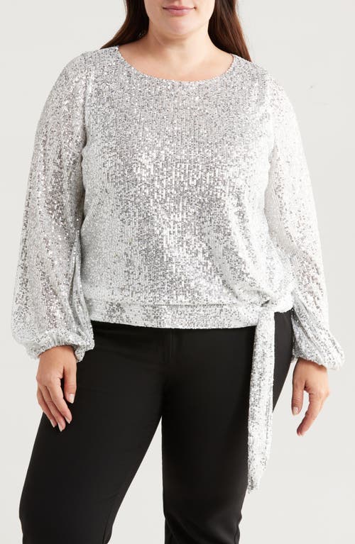 Tahari ASL Sequin Top in Silver 