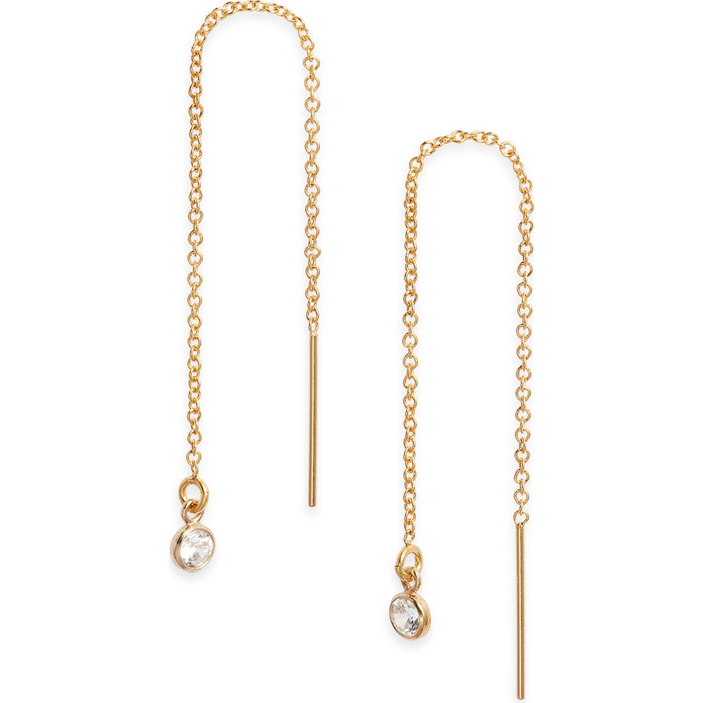 Nashelle Muse Cubic Zirconia Threader Earrings In Yellow Gold/cubic Zirconia