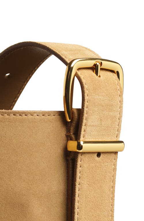 Madewell The Essential Bucket Tote In Suede In Tawny Khaki
