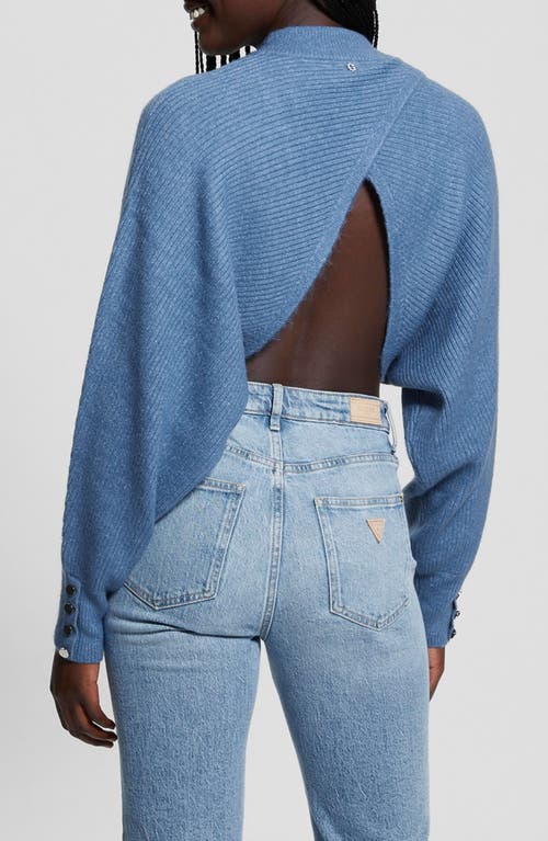 Guess Crossback Mock Neck Sweater In Nordic Sea Multi