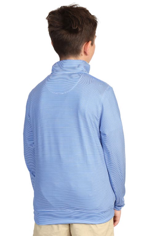 Tailorbyrd Kids' Stripe Quarter Zip Sweatshirt In Blue