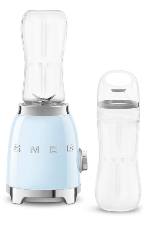 Shop Smeg Personal Blender & Bottle To Go Set In Pastel Blue