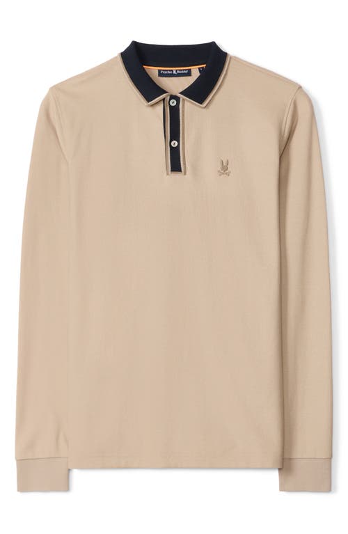 Shop Psycho Bunny Kent Long Sleeve Pima Cotton Piqué Polo In Stone