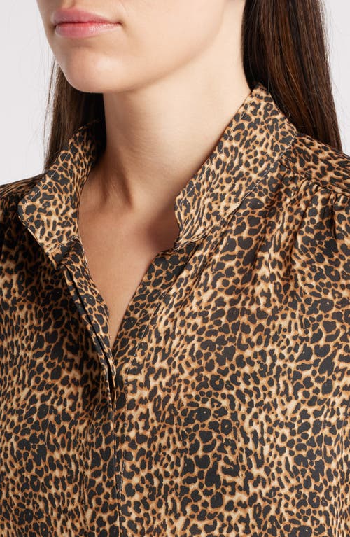 Shop Frame Gillian Leopard Print Puff Sleeve Silk Top In Sand Multi