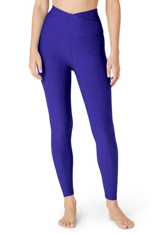 Shop Beyond Yoga At Your Leisure Space Dye High Waist Midi Leggings In Vibrant Royal