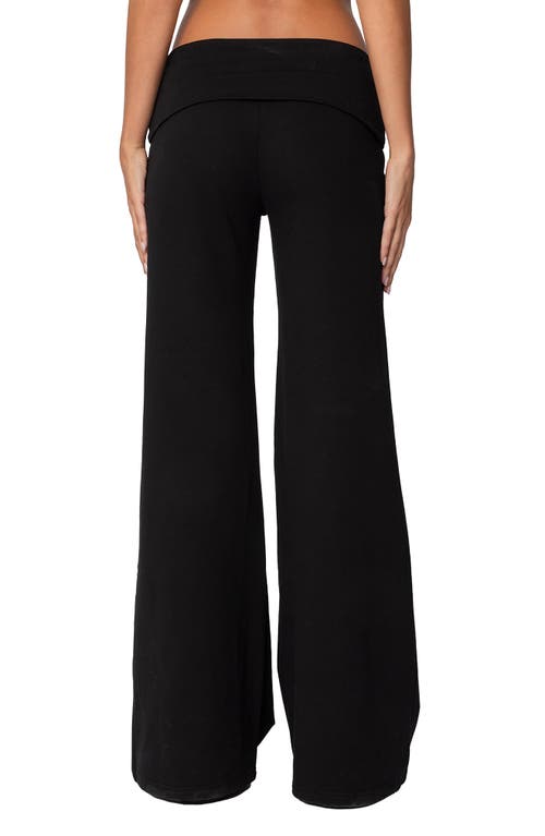Shop Edikted Wide Leg Foldover Pants In Black