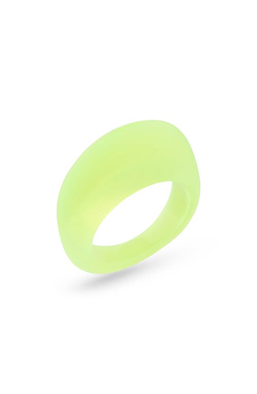 Flat Oval Resin Ring in Yellow Fluo
