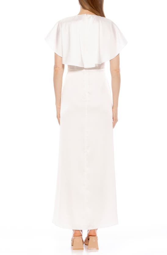 Shop Alexia Admor Danica Capelet Sleeve Satin Maxi Dress In Ivory