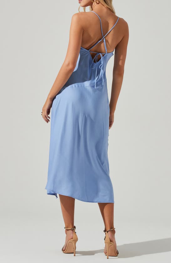 Shop Astr The Label Gaia Cowl Neck Satin Dress In Periwinkle