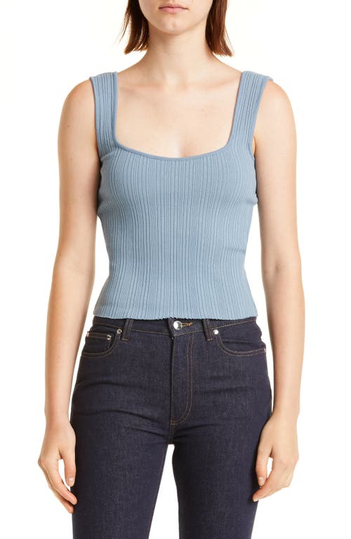 Vince Square Neck Rib Tank Top Lake at Nordstrom,