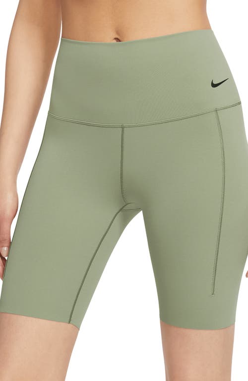 Nike Zenvy Gentle Support High Waist Bike Shorts In Oil Green/black