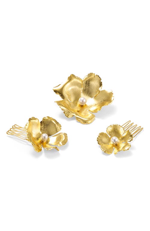 LELET NY Eden 3-Pack Floral Hair Accessories in Gold at Nordstrom