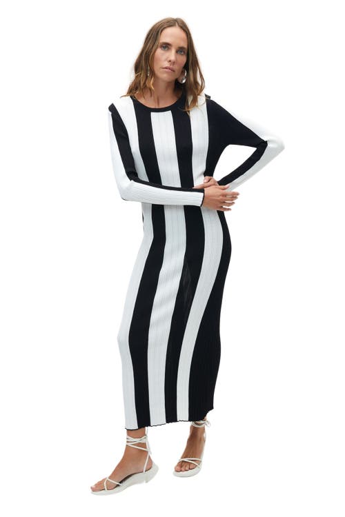 Shop Nocturne Striped Long Dress In Multi-colored