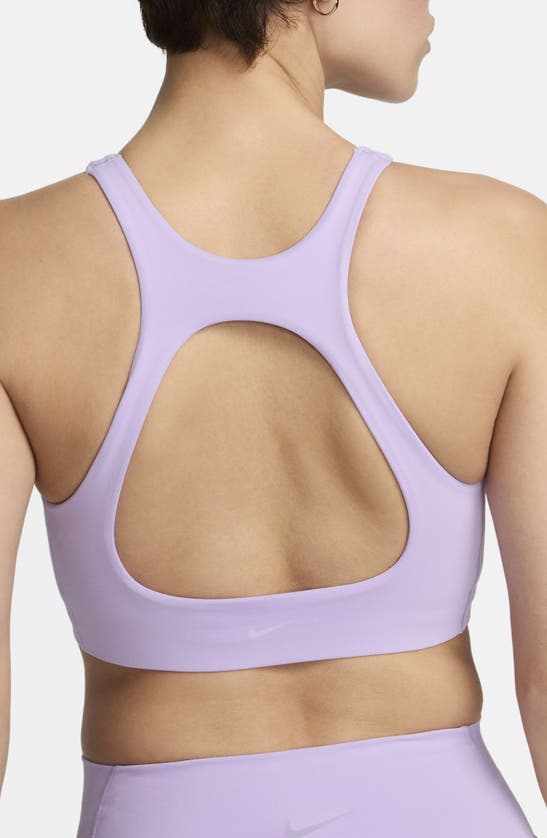Shop Nike Dri-fit Alate Curve Cutout Sports Bra In Lilac Bloom/white