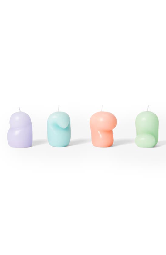 Shop Areaware Set Of 4 Mini Goober Candles In Blue Multi
